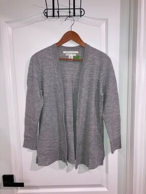 Max Studio Grey Open Front 100% Wool Cardigan - size S